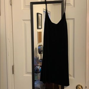 Black velvet slip dress